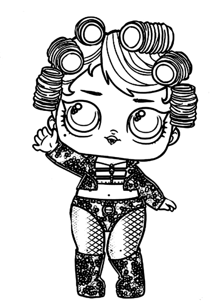 Coloring page Baby with a lace hairstyle Print
